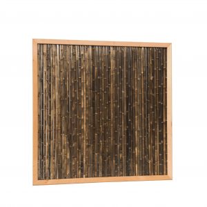 Bamboescherm van zwarte bamboestokken in douglas frame, 186 x 186 cm. - Woodvision