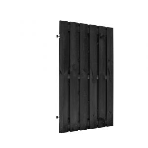 Naaldhout geschaafde plankendeur op verstelbaar zwart stalen frame 100 x 180 cm, recht, zwart gedompeld. - Woodvision