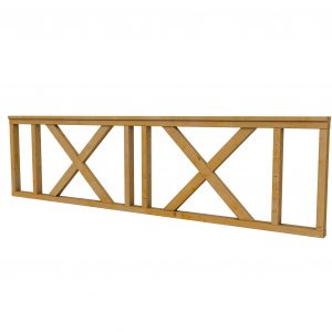 Hekwerk met kruis douglas type C, 278,5 x 73 cm, groen geïmpregneerd. - Woodvision