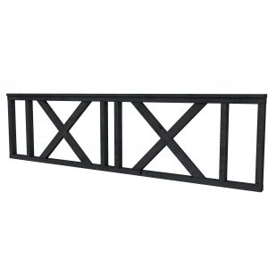 Hekwerk met kruis douglas type C, 278,5 x 73 cm, zwart geïmpregneerd. - Woodvision