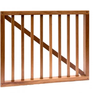 Hardhouten spijlenhek/ -poort, 100 x 80 cm. Frame 4,5 x 7 cm, spijlen 2 x 3 cm. - Woodvision